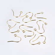304 Stainless Steel Earring Hooks, with Horizontal Loop, Real 18K Gold Plated, 18x15mm, Hole: 2mm, Pin: 0.7mm(X-STAS-P162-13P-B)
