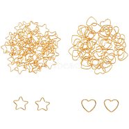 304 Stainless Steel Open Jump Rings, Heart & Star, with Bead Container, Golden, 6.8x5.2x1.1cm, 100pcs/box(STAS-UN0001-39G)