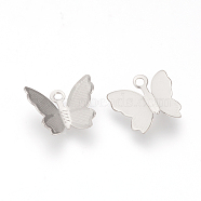 Brass Charms, Butterfly, Nickel Free, Real Platinum Plated, 11x13x3.5mm, Hole: 1mm(KK-R037-229P)