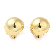 Rack Plating Brass Half Round Stud Earrings for Women, Long-Lasting Plated, Cadmium Free & Lead Free, Real 18K Gold Plated, 23.5x22mm(EJEW-D068-02G)