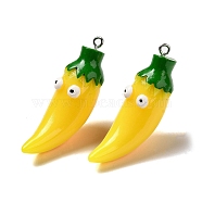 Cartoon Opaque Resin Vegetable Pendants, Funny Eye Chili Pepper Charms with Platinum Plated Iron Loops, Gold, 45~47x14.5x18~20mm, Hole: 2mm(CRES-B018-02A)