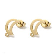 Ion Plating(IP) 304 Stainless Steel Stud Earring Findings, Moon, Golden, 11.5x7.5mm, Hole: 1.2mm, Pin: 0.7x11mm(STAS-I206-64G)