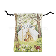 Printed Lint Packing Pouches Drawstring Bags, Birthday Gift Storage Bags, Rectangle, Deer Pattern, 18x13cm(PAAG-PW0006-06E)