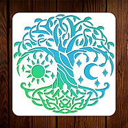 PET Hollow Out Drawing Painting Stencils, for DIY Scrapbook, Photo Album, Tree of Life, 300x300mm(DIY-WH0405-0024)