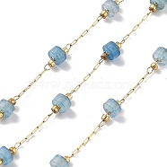304 Stainless Steel Ball Chains, with Gemstone, with Spool, Soldered, Real 18K Gold Plated, 4x2.5mm, about 16.40 Feet(5m)/Roll(CHS-K019-05G-02)
