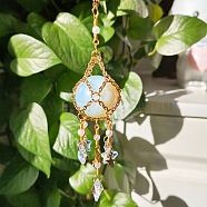 Glass Pendant Decoration, Suncatchers, with Titanium Steel Findings,  Synthetic Opalite Ball, 200~210mm(DJEW-PW0019-09-G03)