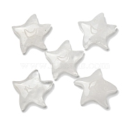 Natural Quartz Crystal Carved Cabochons, Rock Crystal Starfish with Smiling Face, 28.5~29.5x29.5~30x6.5mm(G-Q190-04A)