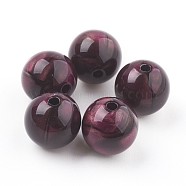Acrylic Beads, Imitation Tiger Eye Beads, Round, Purple, 15~15.5mm, Hole: 2mm, about 200pcs/500g(MACR-E025-21C-16mm)