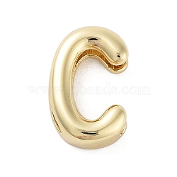 Rack Plating Brass Beads, for Personalized Name Necklace Making, Cadmium Free & Lead Free, Long-Lasting Plated, Real 18K Gold Plated, Letter C, 14.5x9.5x4.5mm, Hole: 1.5x10.5mm(KK-A208-10C)