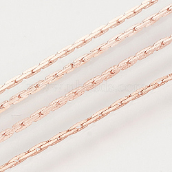 Brass Cardano Chains, Unwelded, with Spool, Cadmium Free & Lead Free, Rose Gold, 0.9x0.6mm, about 301.83 Feet(92m)/roll(CHC002Y-RG)