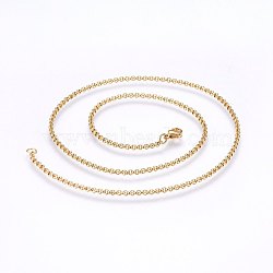 304 Stainless Steel Cable Chain Necklaces, Golden, 17.71 inch(45cm), 2mm(NJEW-P226-02G-01)