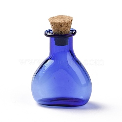 Miniature Glass Bottles, with Cork Stoppers, Empty Wishing Bottles, for Dollhouse Accessories, Jewelry Making, Medium Blue, 11x21x30mm(GLAA-H019-02C)