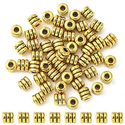 Tibetan Style Alloy Bead Spacers, Lead Free & Cadmium Free, Column, Antique Golden, 4x4mm, Hole: 2mm(PALLOY-YW0001-75)