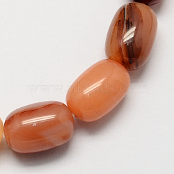 Barrel Shaped Gemstone Dyed Natural Red Agate Stone Beads Strands, Chocolate, 15x10mm, Hole: 1mm, about 25pcs/strand, 15.3 inch(G-S114-05)