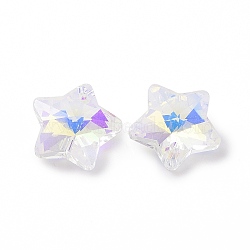 Electroplate Glass Charms, Faceted, Star, Clear AB, 13x13.5x7mm, Hole: 1.2mm(X-GLAA-H104-A04)