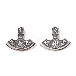 Viking Style 304 Stainless Steel Pendants, Thor's Hammer, Antique Silver, 26x33x5.5mm, Hole: 3x4mm(STAS-Z015-24AS)