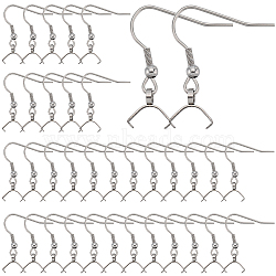 50Pcs 304 Stainless Steel Earring Hooks, French Hooks with Coil and Ball & Ice Pick Pinch Bails, for Half Drilled Beads, Stainless Steel Color, 21 Gauge, 28x3.5mm, Pin: 0.7mm and 0.6mm(for half dirlled beads)(STAS-SC0008-30)