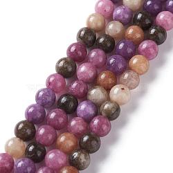 Natural White Jade Imitation Tourmaline Beads Strands, Round, Dyed, Colorful, 8mm, Hole: 1mm, about 48pcs/strand, 15.16 inch(38.5cm)(G-I299-F01-8mm)