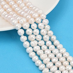 Natural Cultured Freshwater Pearl Beads Strands, Potato, Grade A++, White, 8~9mm, Hole: 0.7mm, about 54pcs/strand, 34.2~35cm(PEAR-I007-07J-05A)