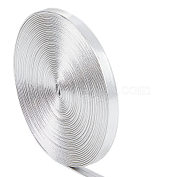 5M Flat Imitation Leather Cord, for Pillow Decor, Silver, 6x0.8mm, about 5.47 Yards(5m)/Roll(LC-GF0001-02B-02)