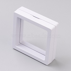 Square Transparent 3D Floating Frame Display, for Ring Necklace Bracelet Earring, Coin Display Stands, Aa Medallions, White, 6.9x6.9x2cm(OBOX-G013-14D)