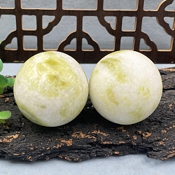 Natural Carbonate Jade Sphere Healing Stones, Round Stones, Pocket Palm Stones for Reiki Balancing, Light Goldenrod Yellow, 51mm(PW-WGDF1C2-04)