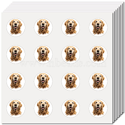 8 Sheets Plastic Waterproof Self-Adhesive Picture Stickers, Round Dot Cartoon Decals for Kid's Art Craft, Dog, 150x150mm, Sticker: 25mm(DIY-WH0428-103)