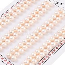 Grade 6A Natural Cultured Freshwater Pearl Beads, Half Drilled, Half Round Beads, White, 5.5~6x4mm, Hole: 1mm(PEAR-N018-6A-5560A)