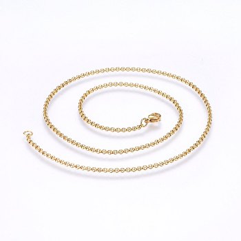 304 Stainless Steel Cable Chain Necklaces, Golden, 17.71 inch(45cm), 2mm