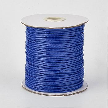 Eco-Friendly Korean Waxed Polyester Cord, Blue, 0.5mm, about 169.51~174.98 Yards(155~160m)/Roll