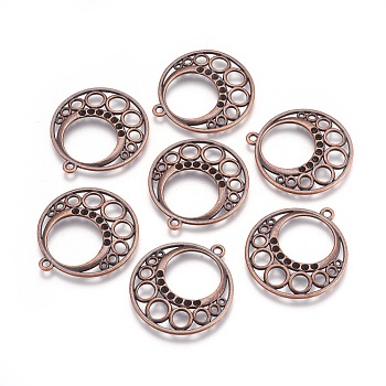 Alloy Pendants, Lead Free and Cadmium Free, Flat Round, Red Copper Color, 28.5x1.5mm, Hole: 1.5mm