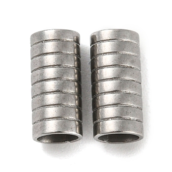 201 Stainless Steel Tube Beads, Grooved Column, Stainless Steel Color, 10x4.5mm, Hole: 3.6mm.