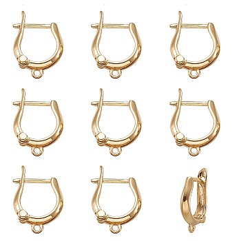 Rack Plating Brass Hoop Earring Findings with Latch Back Closure, Golden, 16.5x11x3mm, Hole: 1mm