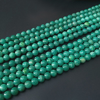 Natural Russia Amazonite Beads Strands, Grade AB, Round, Medium Sea Green, 5mm, Hole: 1mm, about 79pcs/strand, 15.51''(39.4cm)