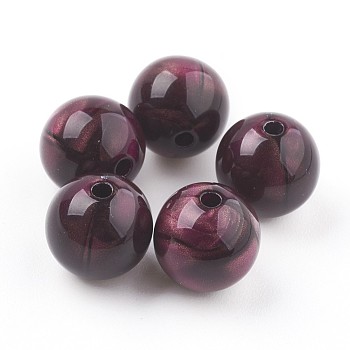 Acrylic Beads, Imitation Tiger Eye Beads, Round, Purple, 15~15.5mm, Hole: 2mm, about 200pcs/500g