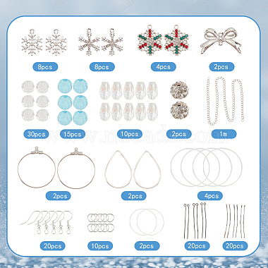 Sunnyclue Kit de fabrication de boucles d'oreilles en forme de flocon de neige de Noël(DIY-SC0022-79)-2