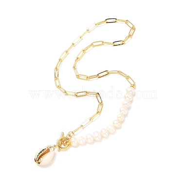 Гальваническое ожерелье с подвеской из ракушек каури для девочек и женщин(NJEW-JN03679)-2