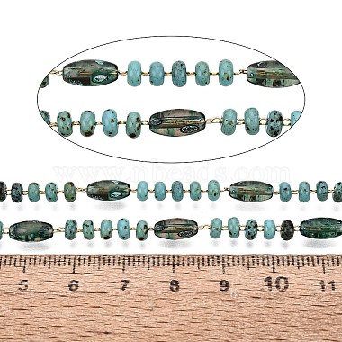 Handmade Brass & Glass Beaded Link Chains(CHC-Q021-06G)-3