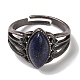 Natural Lapis Lazuli Horse Eye Adjustable Rings(RJEW-K271-05R-09)-3