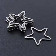 201 Stainless Steel Linking Rings, Laser Cut, Star, Stainless Steel Color, 20x20x1mm, Inner Size: 16x17mm(STAS-S105-T943-1)