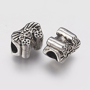 Ion Plating(IP) 304 Stainless Steel European Beads, Bowknot, Large Hole Beads, Antique Silver, 9x12.5x8mm, Hole: 4.5mm(STAS-J022-016AS)