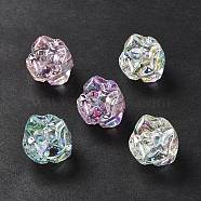 UV Plating Rainbow Iridescent Acrylic Beads, Flower, Mixed Color, 17x17x15.5mm, Hole: 3.2mm(OACR-H015-09)