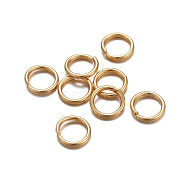 304 Stainless Steel Open Jump Rings, Real 24K Gold Plated, 18 Gauge, 7x1mm, Inner Diameter: 5mm(STAS-L187-7x1mm-G)
