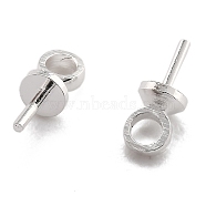 Brass Cup Pearl Peg Bails Pin Pendants, For Half Drilled Beads, Long-Lasting Plated, 925 Sterling Silver Plated, 7x2.5mm, Hole: 1.6mm, Pin: 0.3mm(KK-H759-29A-S)