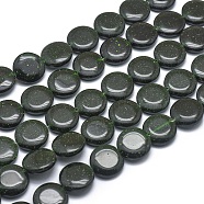 Synthetic Green Goldstone Beads Strands, Flat Round, 14x4mm, Hole: 0.5mm, about 28pcs/strand, 14.5~15 inch(G-G793-07C-03)