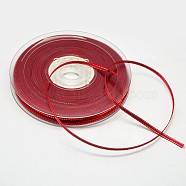 Wired Grosgrain Ribbon, Christmas Ribbon, for Gift Packing Wedding Festival Decoration, Red, 3/8 inch(9mm), about 100yards/roll(91.44m/roll)(SRIB-L012-9mm-250)
