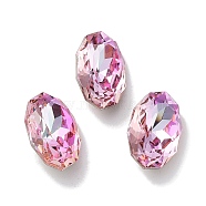 Glass Rhinestone Cabochons, Point Back & Back Plated, Faceted, Oval, Light Rose, 14x9.1x5mm(RGLA-G020-02B-D123)