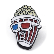 Independence Day Theme Enamel Pins, Black Alloy Brooches for Backpack Clothes, Popcorn, 30.5x21mm(JEWB-P027-A01)
