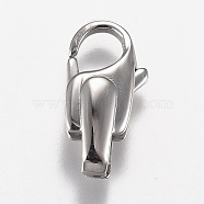Polished 316 Surgical Stainless Steel Lobster Claw Clasps, Stainless Steel Color, 19x10x5.5mm, Hole: 5x2mm(STAS-Z013-11P)