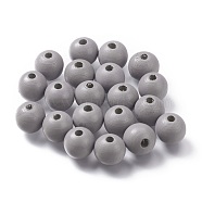 Painted Natural Wood Beads, Round, Gray, 16mm, Hole: 4mm(WOOD-A018-16mm-10)